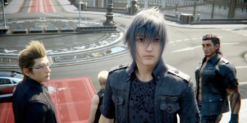 Ignis and Gladio looking at Noctis in Final Fantasy 15