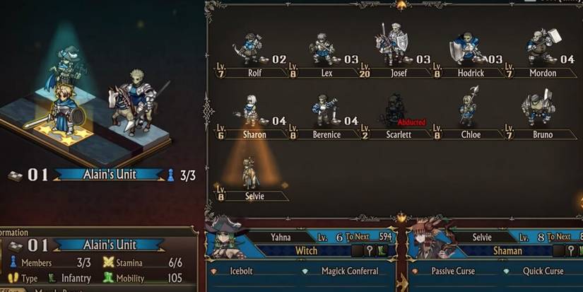 Unit selection in Unicorn Overworld 