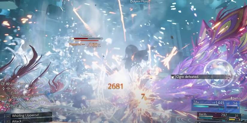 Tifa uppercutting an enemy 