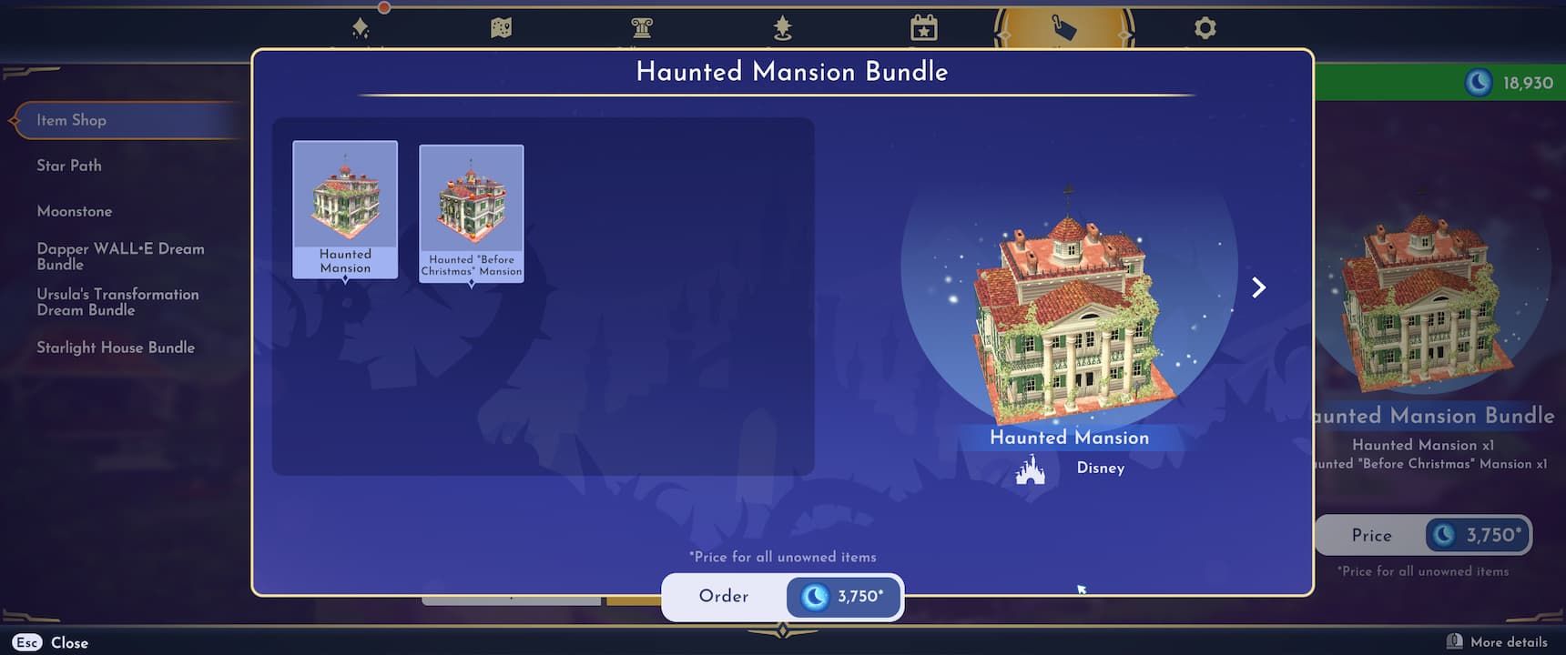 Haunted Mansion House Dream Style Bundle in Disney Dreamlight Valley