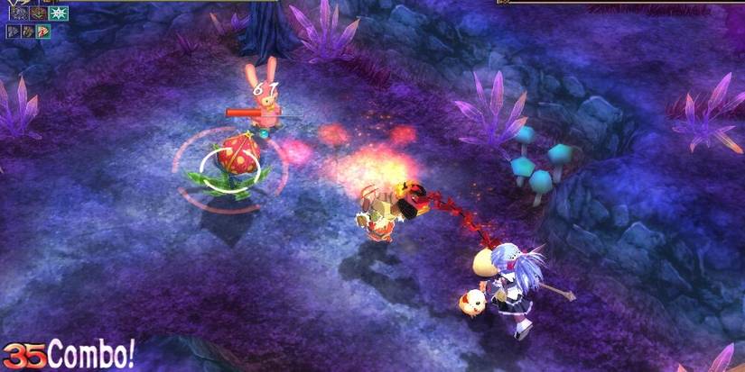 Party members firing at an enemy in a dungeon 