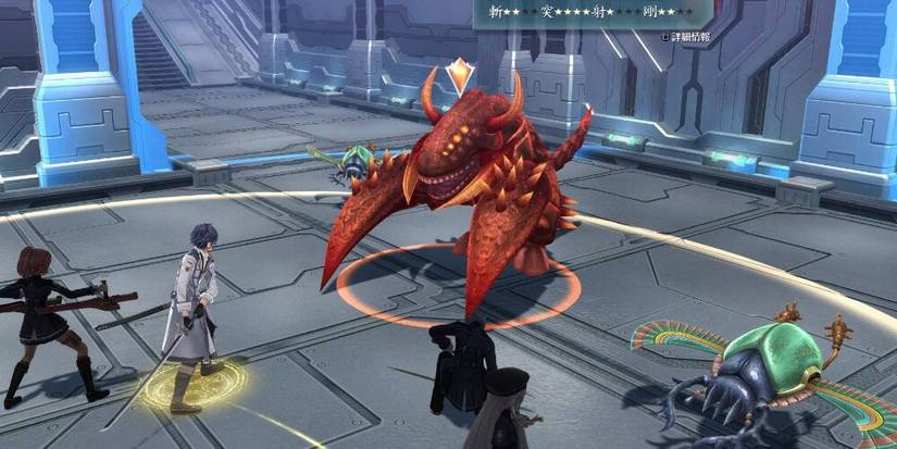 Party members taking on a four-legged tank enemy 