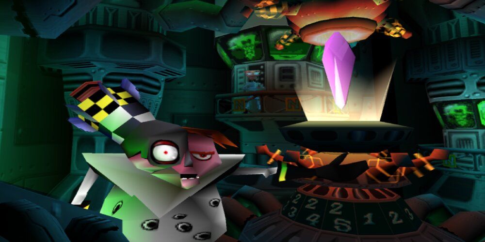 N. Gin next to a Master Crystal in Crash Bandicoot 2.