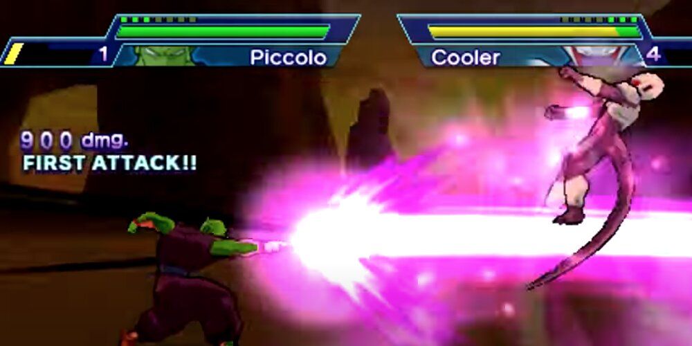 Piccolo firing a purple laser at Cooler 