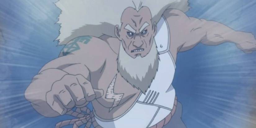 The 3rd Raikage charges into the Allied Shinobi Forces during the 4th Great Ninja War in Naruto: Shippuden.