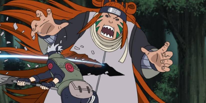 Kakashi slashing Fuguki 