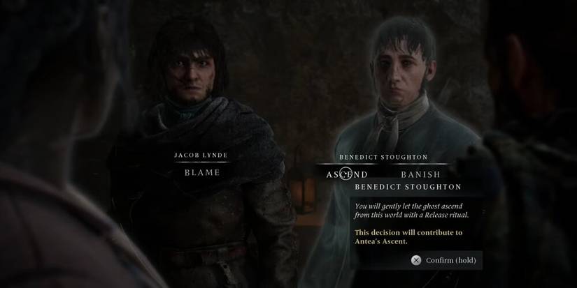 Player making a choice in Banishers 