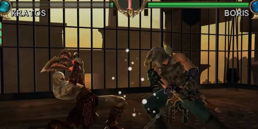 Kratos fighting against Boris 