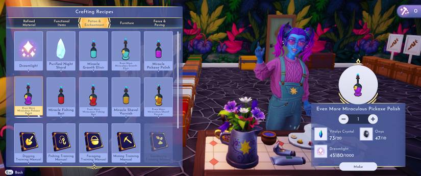Crafting Even More Miraculous Pickaxe Polish in Disney Dreamlight Valley