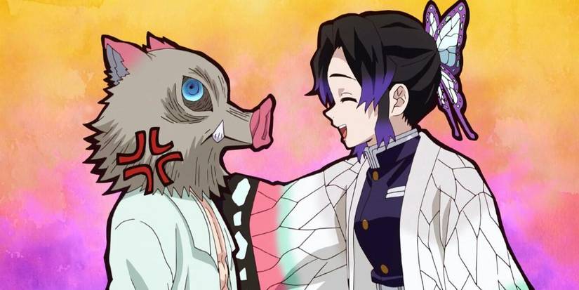 Shinobu Kocho motivates Inosuke.