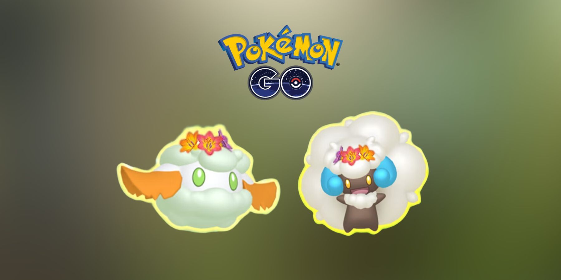 Shiny Flower Crown Cottonee and Shiny Flower Crown Whimsicott in Pokemon GO