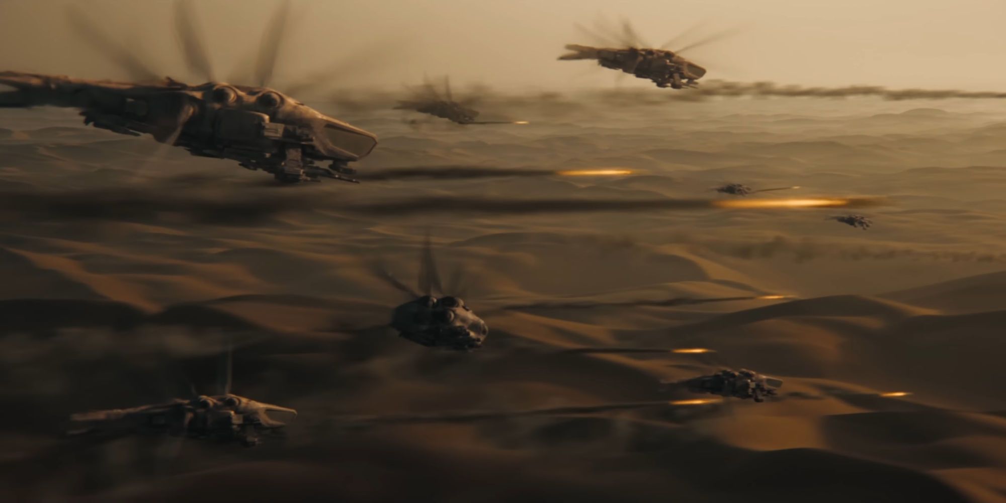 Ships shooting in Dune Part Two