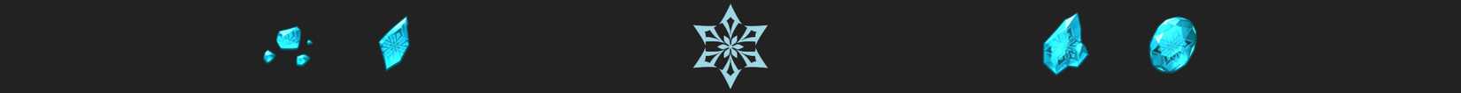 a narrow image strip with the cryo symbol and shivada jade gems - genshin impact