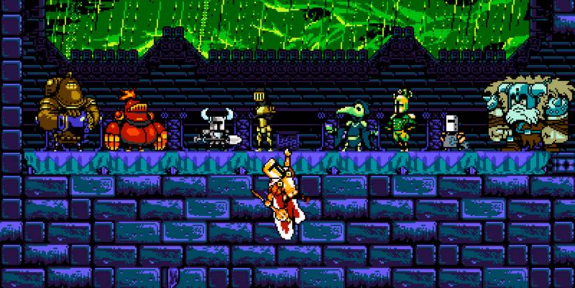 King Knight hanging off the ledge in the Battle Royale