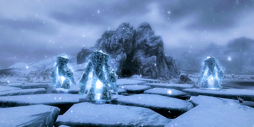 Skyrim The Chill Three Frost Atronachs Standing Around the Exterior