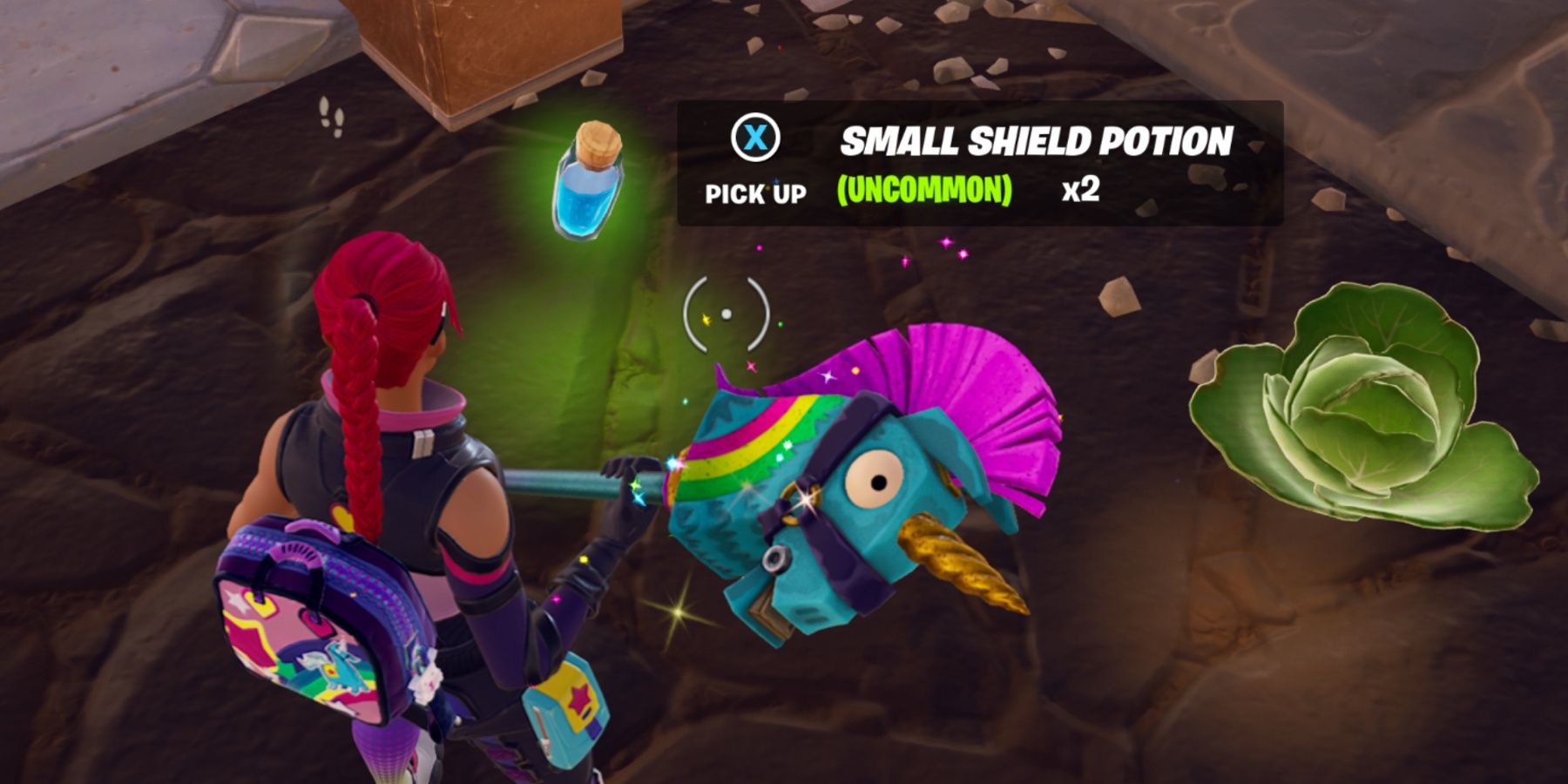 finding small shield potion on the ground