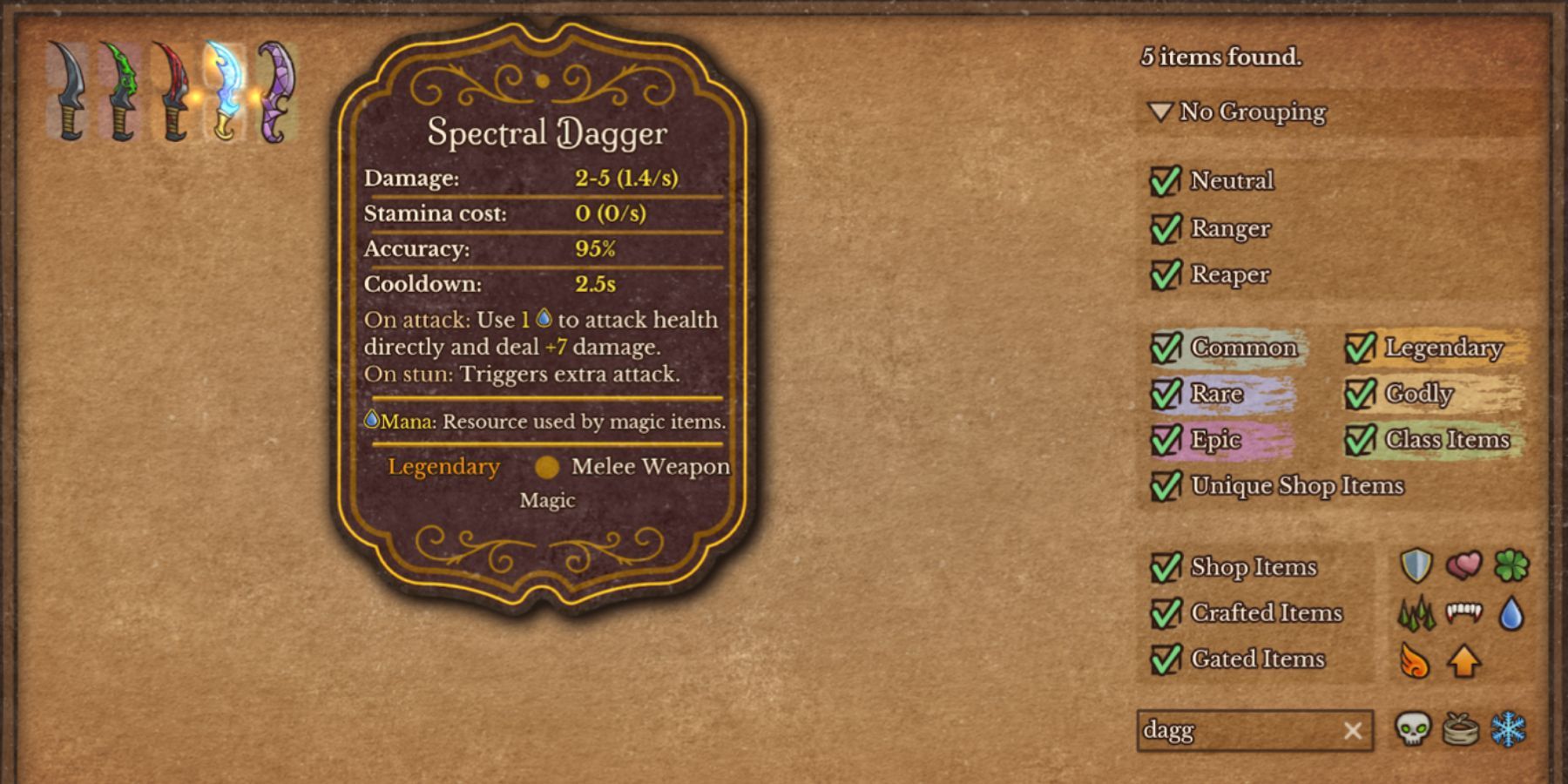 Spectral Dagger in Backpack Battles