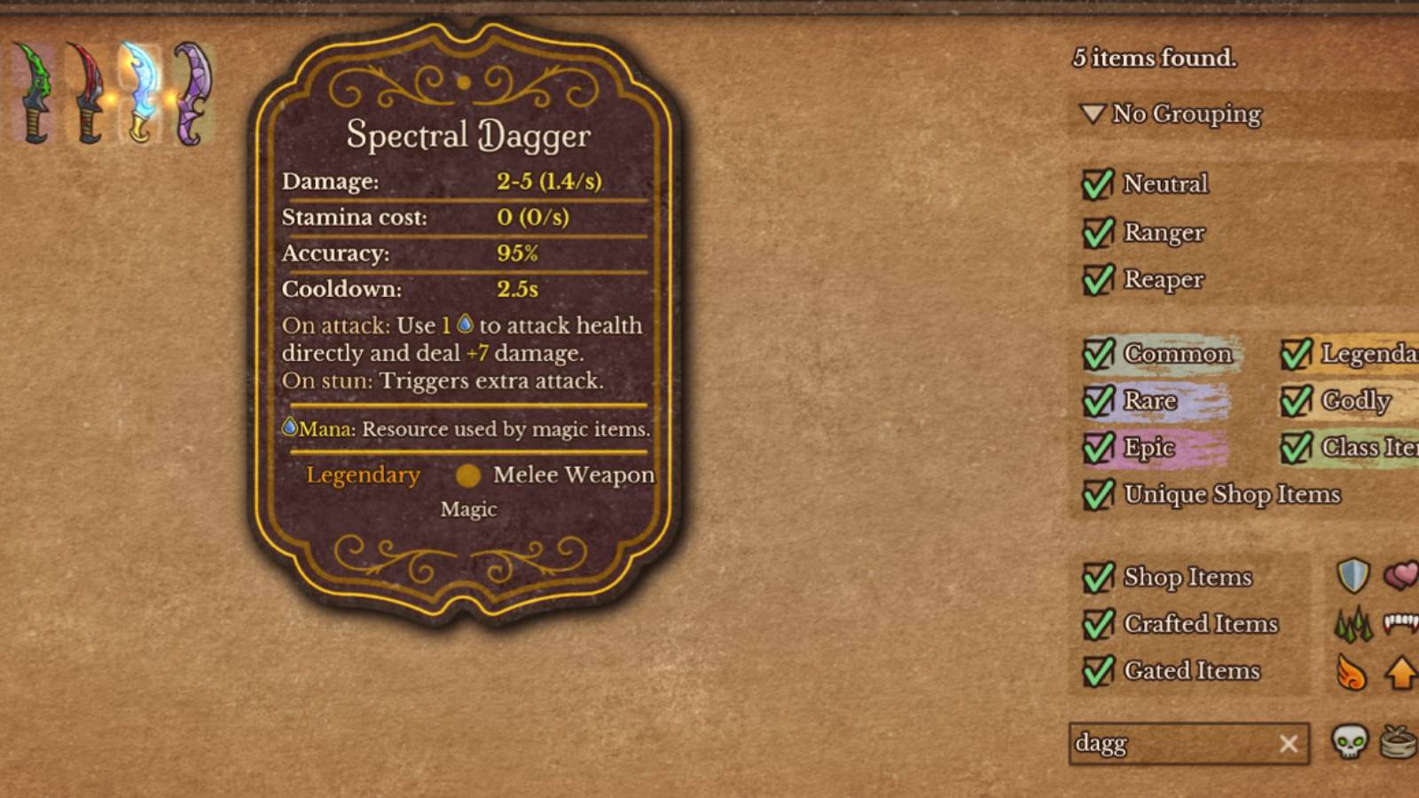 Spectral Dagger in Backpack Battles