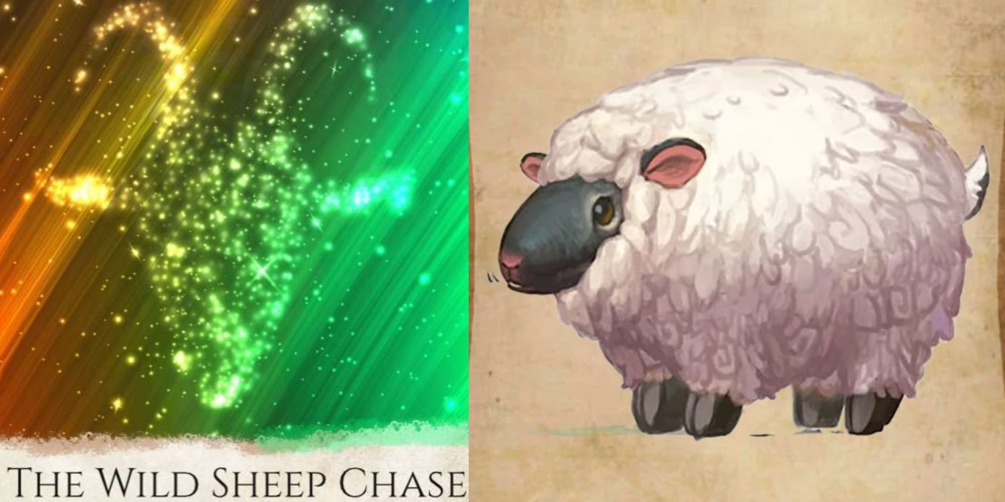 split image the wild sheep chase interior art and card winghorn press
