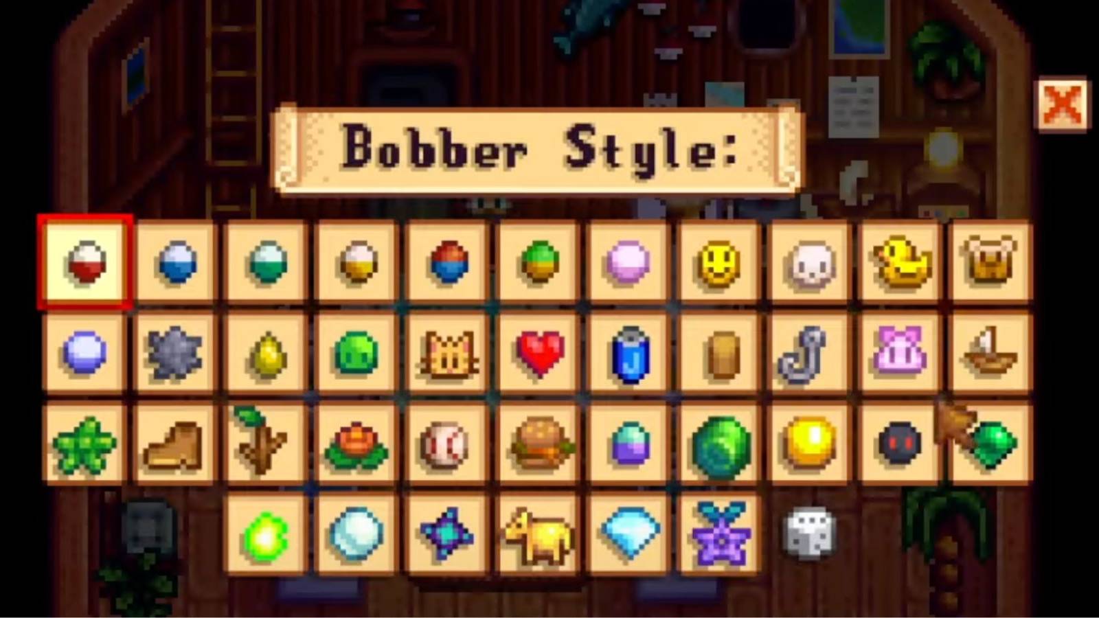 all bobber styles in stardew valley 1.6.