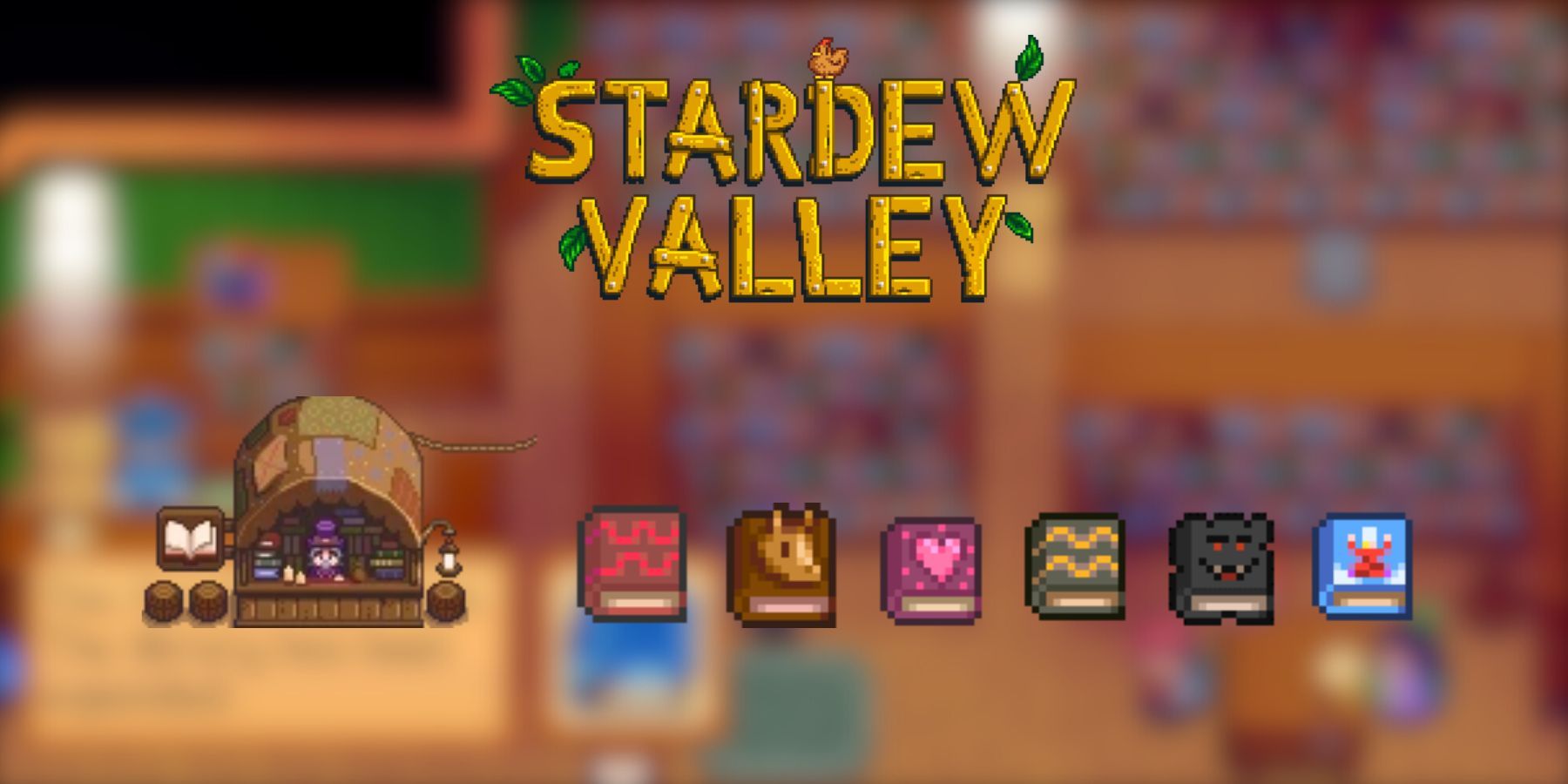 the bookseller and six books of power in stardew valley.