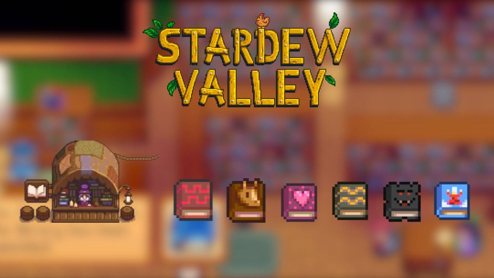 the bookseller and six books of power in stardew valley.