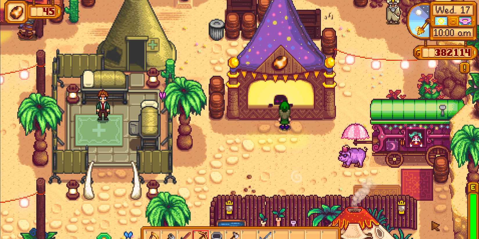 Image of one of the vendors at the Desert Festival that sells Mystery Boxes in Stardew Valley