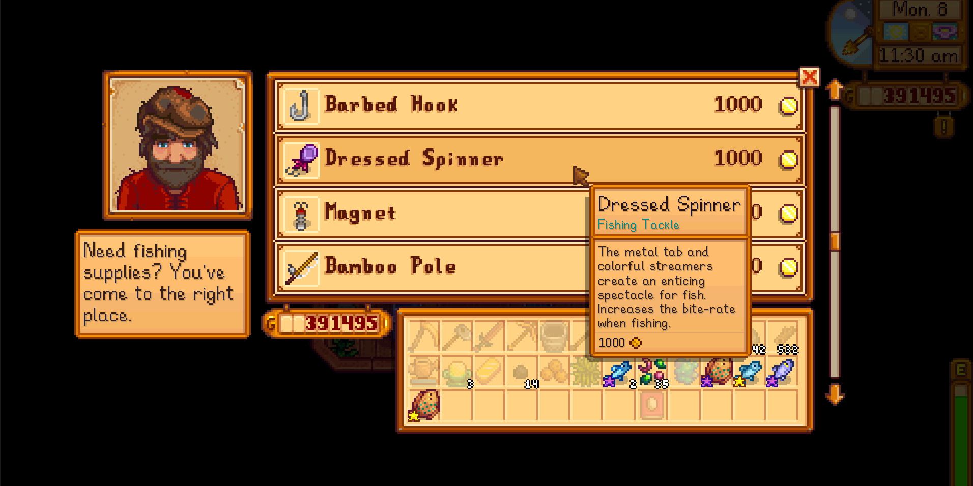 Image of a Dressed Spinner available for purchase from Willy in Stardew Valley