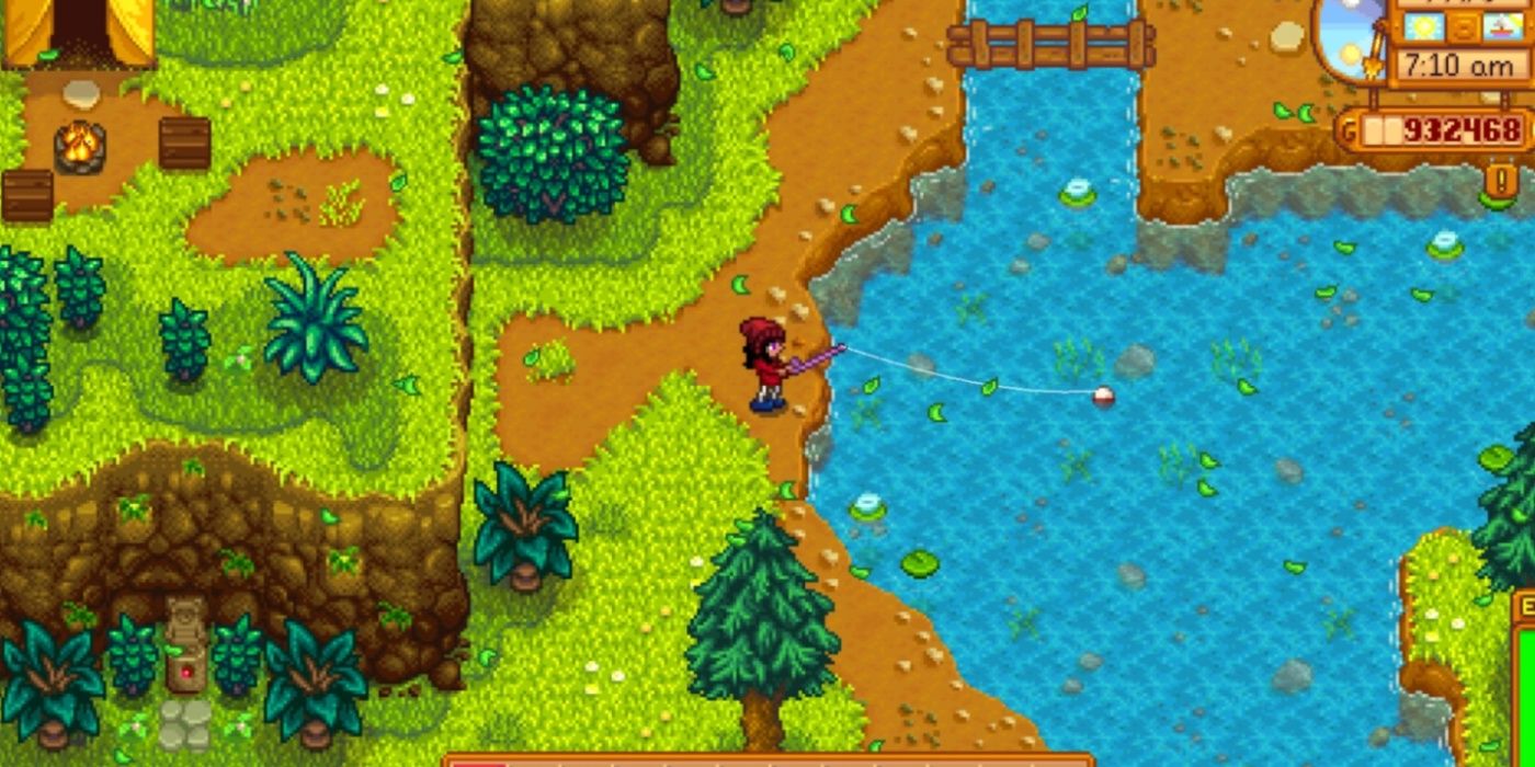 Stardew Valley player fishing during summer