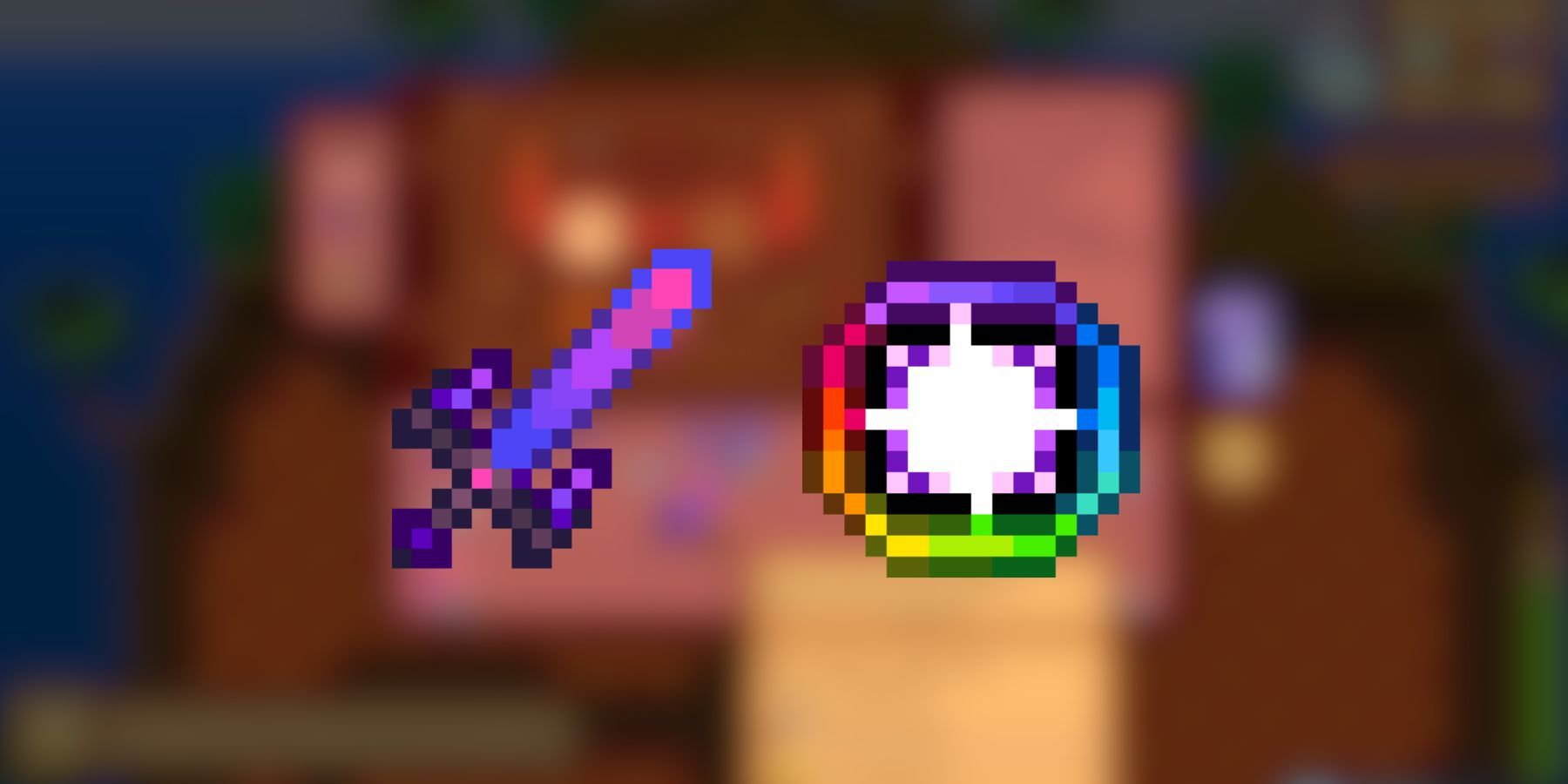 the infinity blade and a galaxy soul in stardew valley.