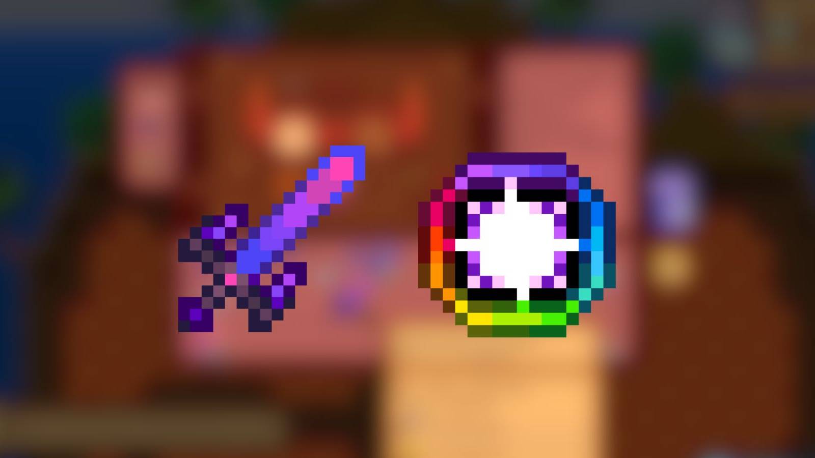 the infinity blade and a galaxy soul in stardew valley.
