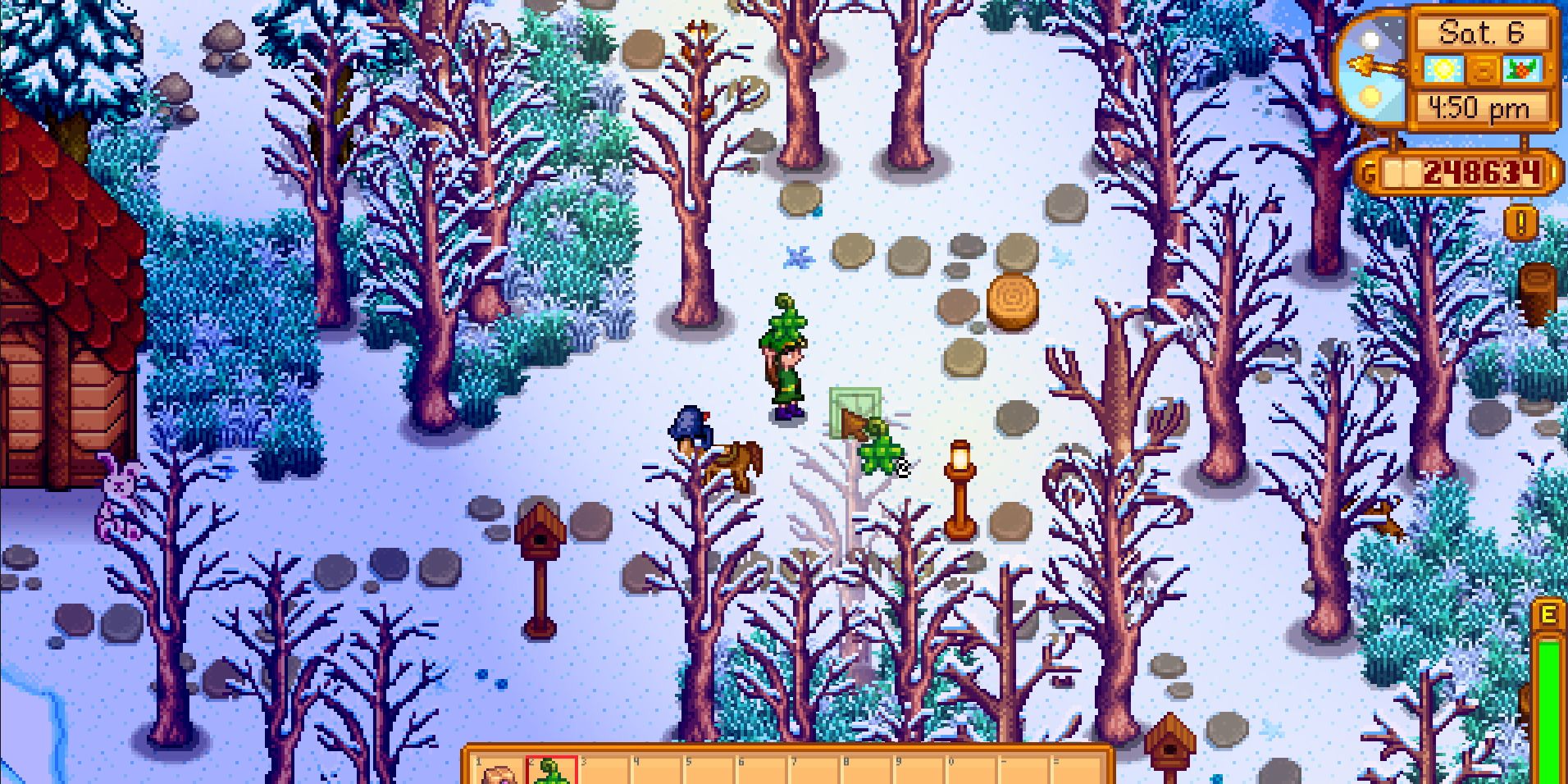 Image of a character planting a Mossy Seed in Stardew Valley