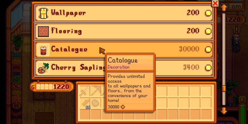 Catalogue in Stardew Valley
