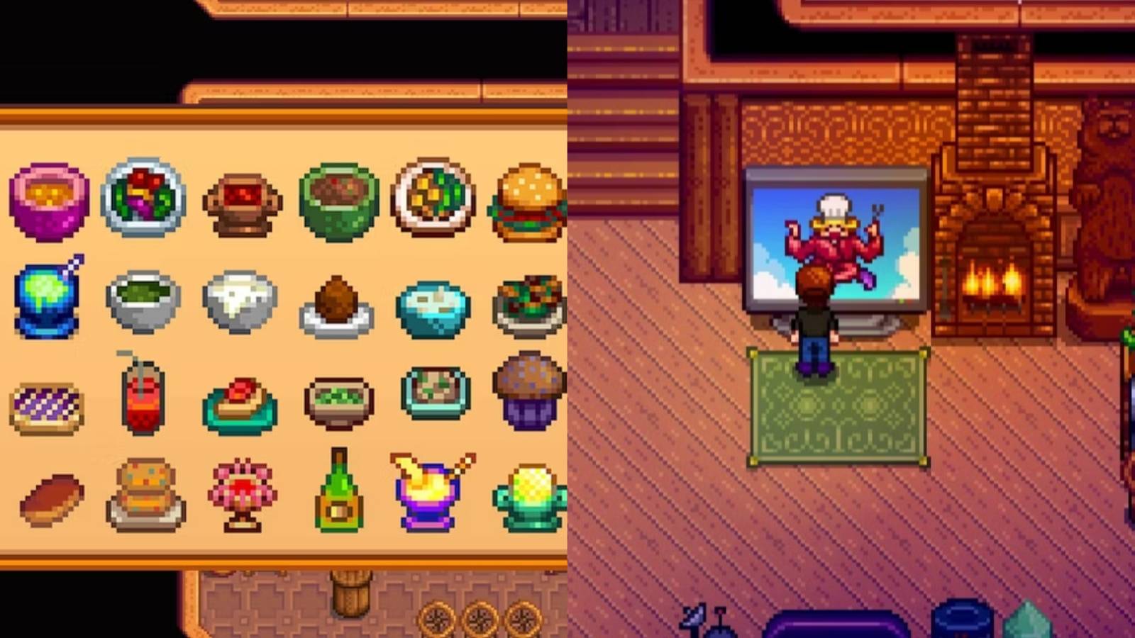 Split image showing a number of recipes on the left and the Queen of Sauce on the right