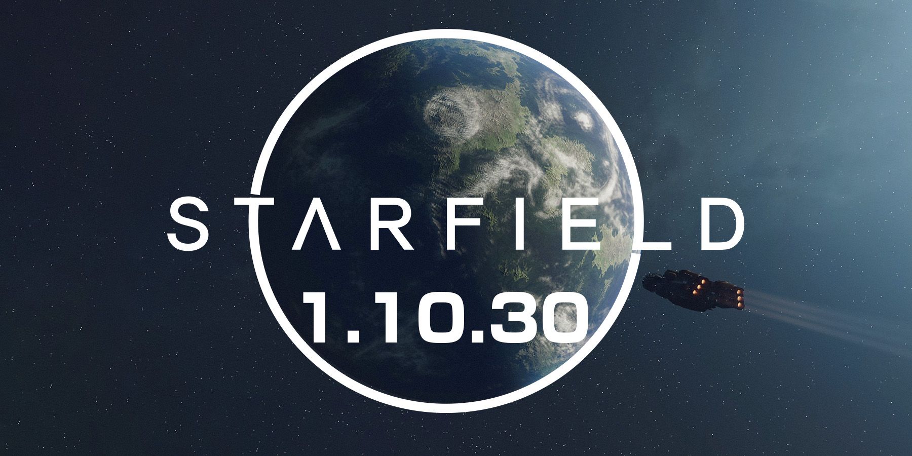 Starfield 1.10.30 Update game logo around planet composite