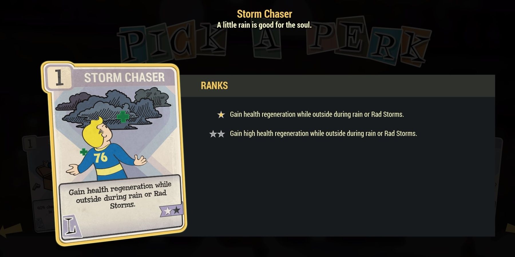 Fallout 76 Storm Chaser Perk Card