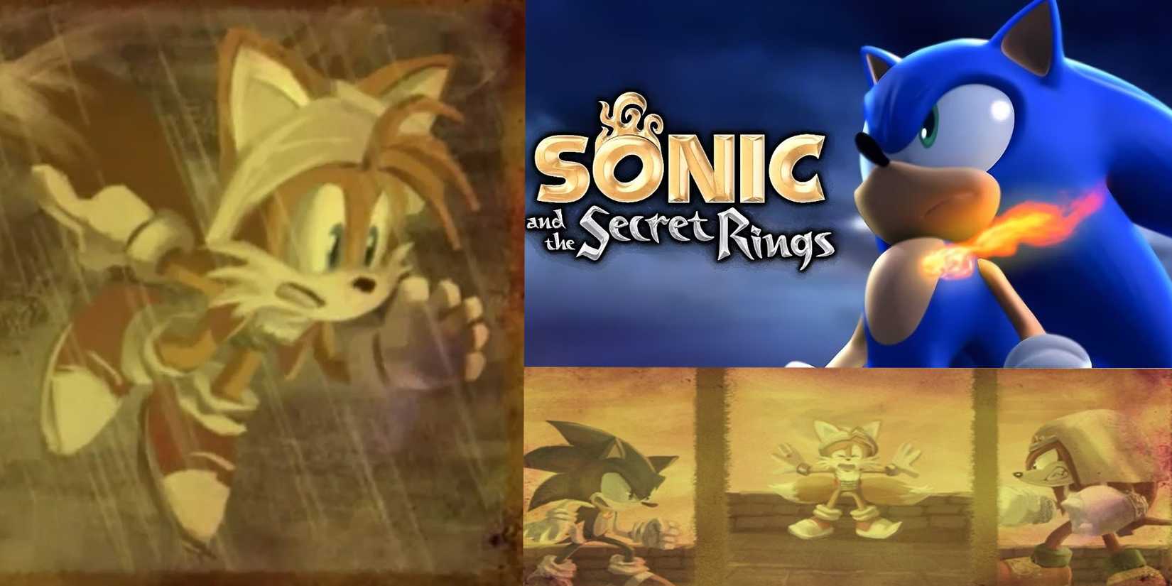 sonic and the secret rings banner, Tails the fox as Ali Baba in this game