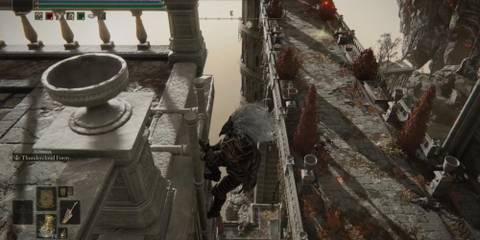 Tarnished going down a ladder in Elden Ring