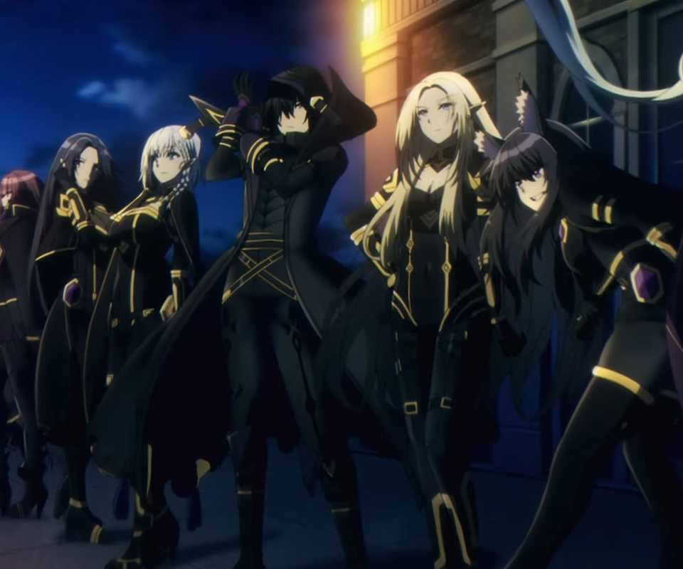 Main characters standing in a line in The Eminence In Shadow