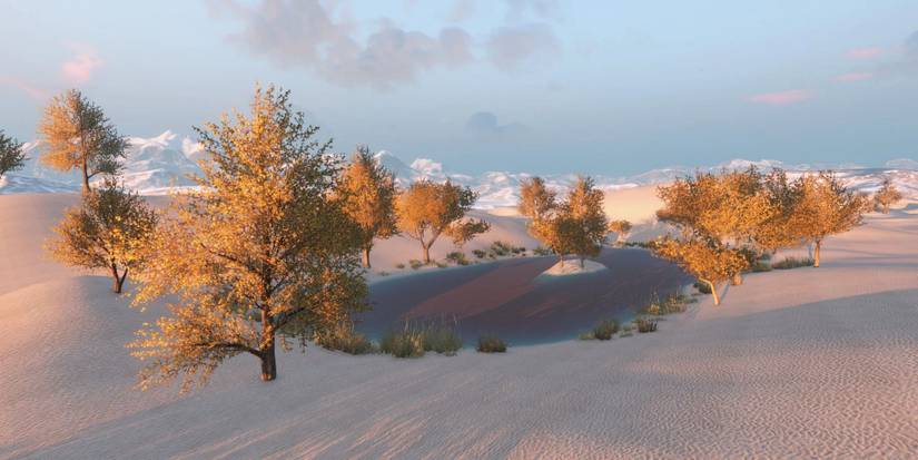 A lake surrounded by trees in The Land Of Sika