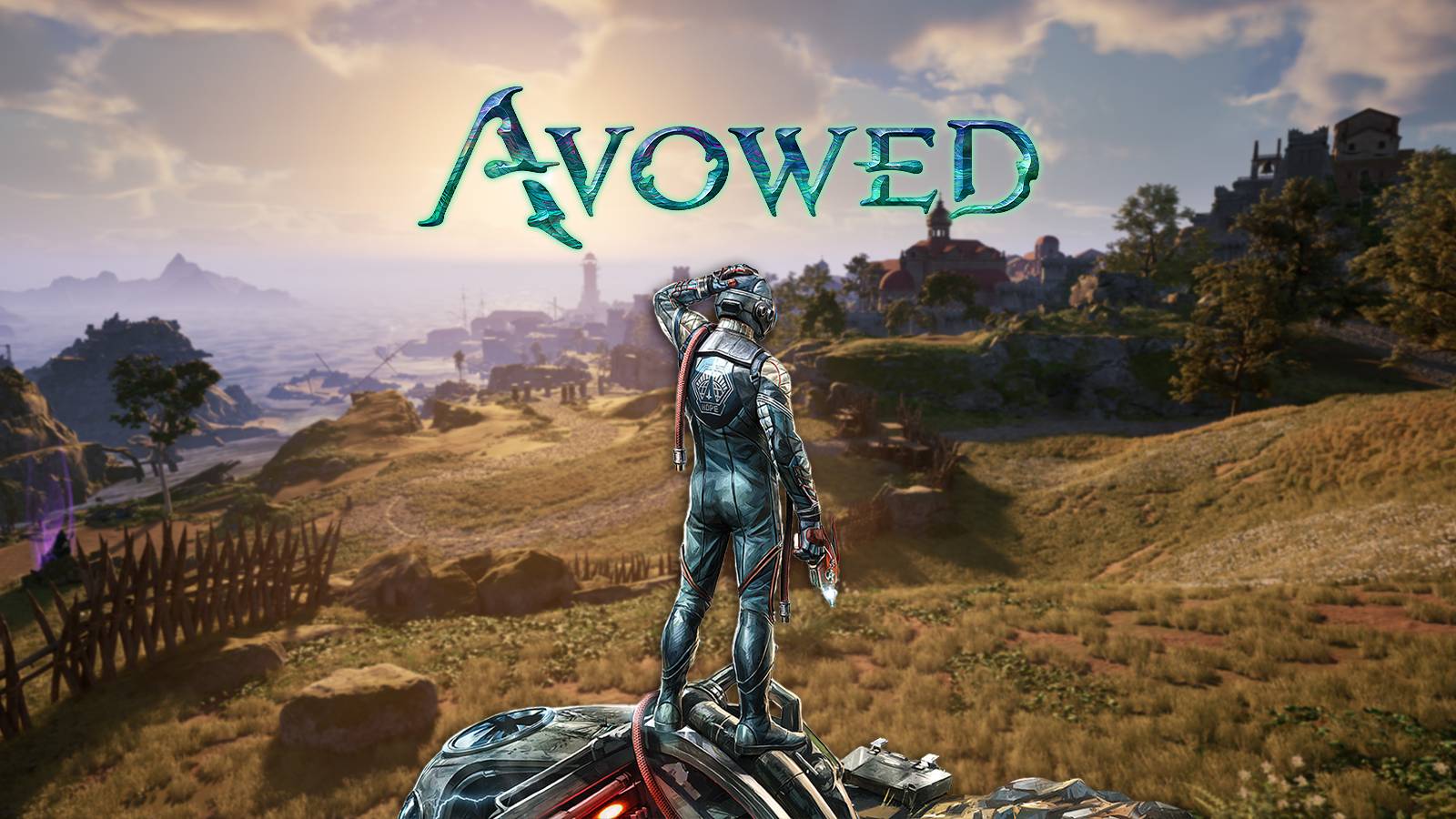 The Outer Worlds character over Avowed background with logo