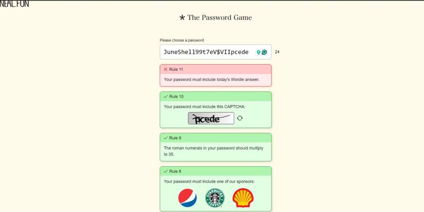 the password game