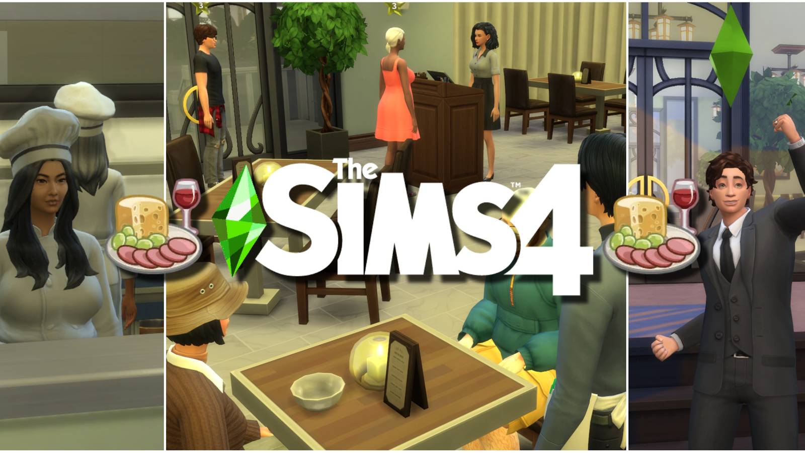 The Sims 4 - Sims who are working at restaurants and eating at them in a game file enhanced by the best restaurant mods