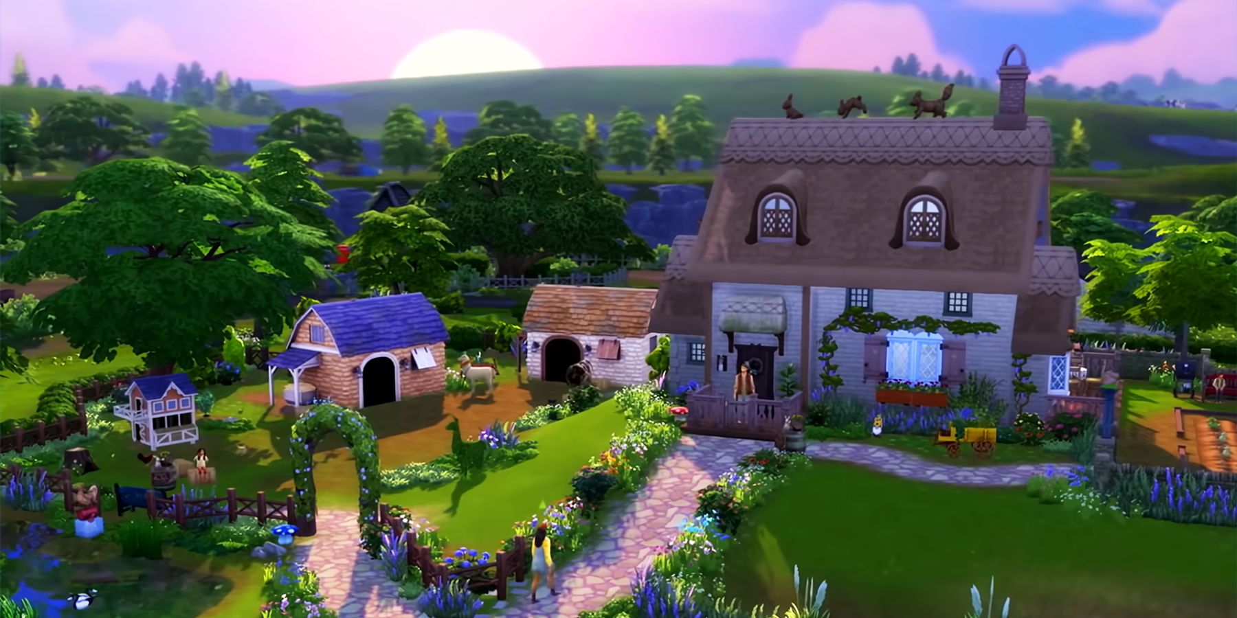 A cottage home within The Sims 4.