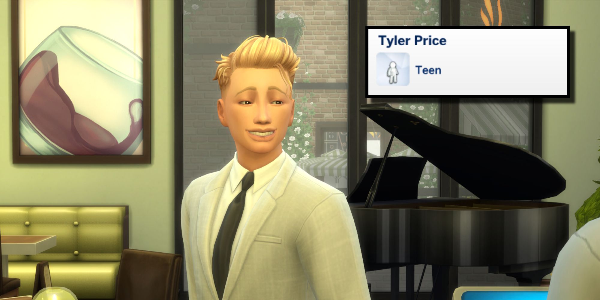  The Sims 4 - A teenage Sim working at a restaurant thanks to the Hire Teens For Restaurants mod