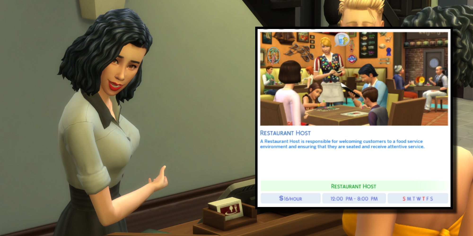 The Sims 4 - The Restaurant Host Career Mod allows players to Sims to work as a host or hostess as their career