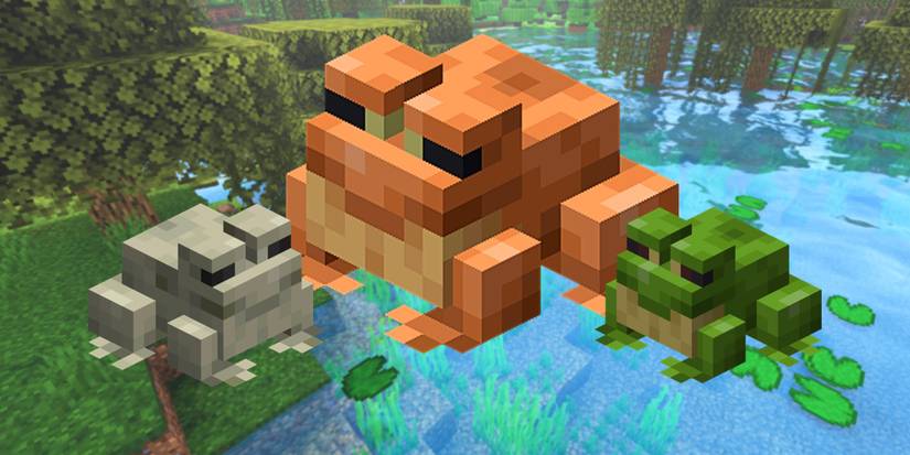 Three Different Frogs In Minecraft
