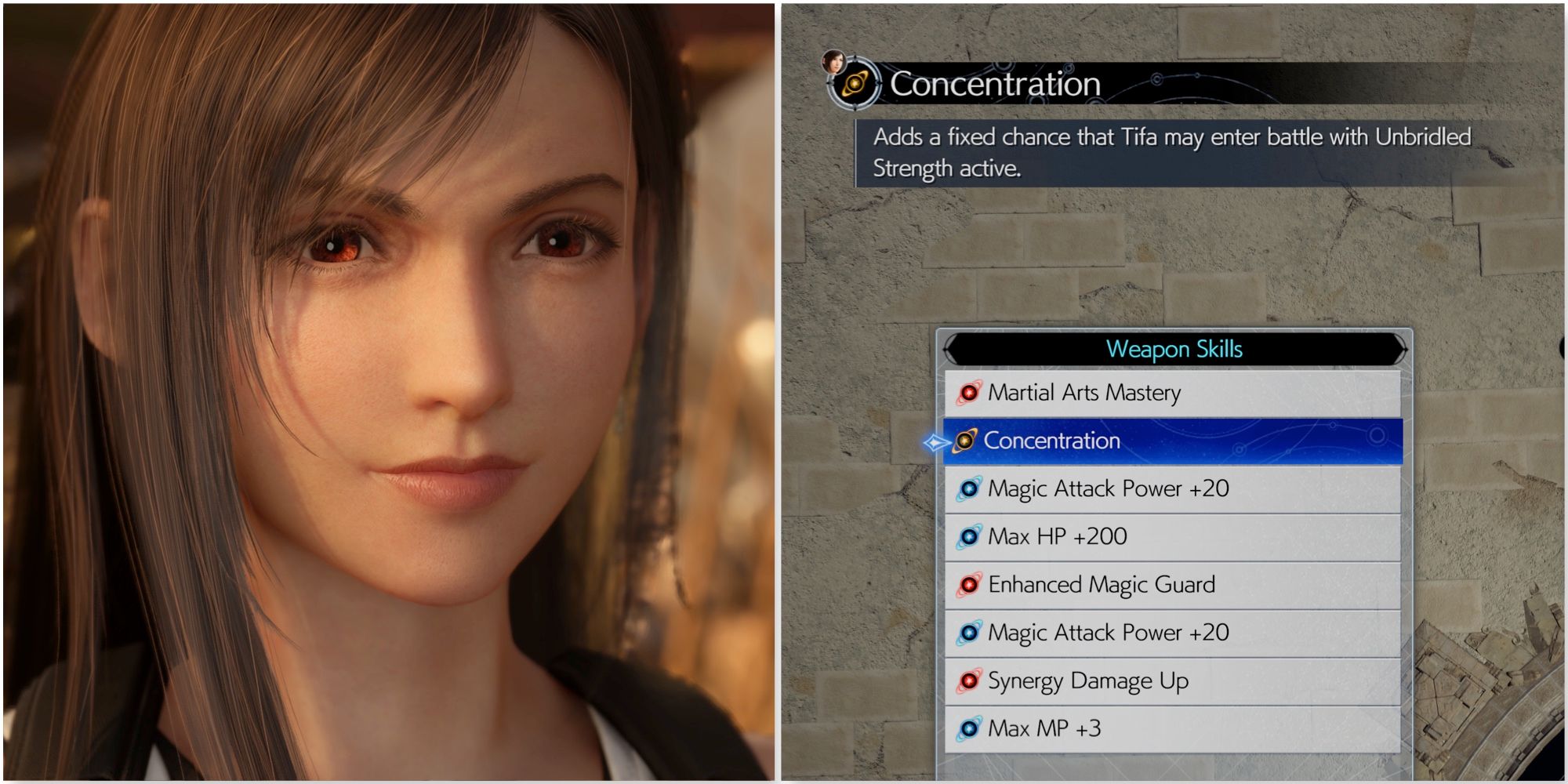 Tifa and Concentration weapon skill in Final Fantasy 7 Rebirth