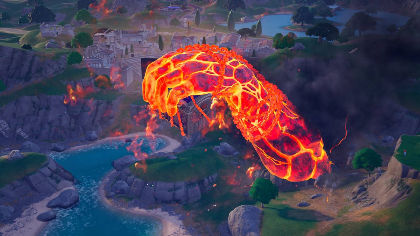 titan hand rises out of the ground in fortnite