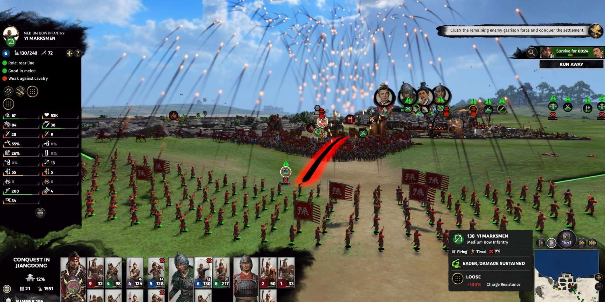 A group of archers firing arrows in Total War: Three Kingdoms